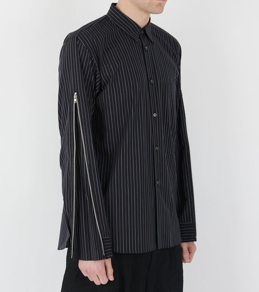 Striped Zip Shirt Black/White