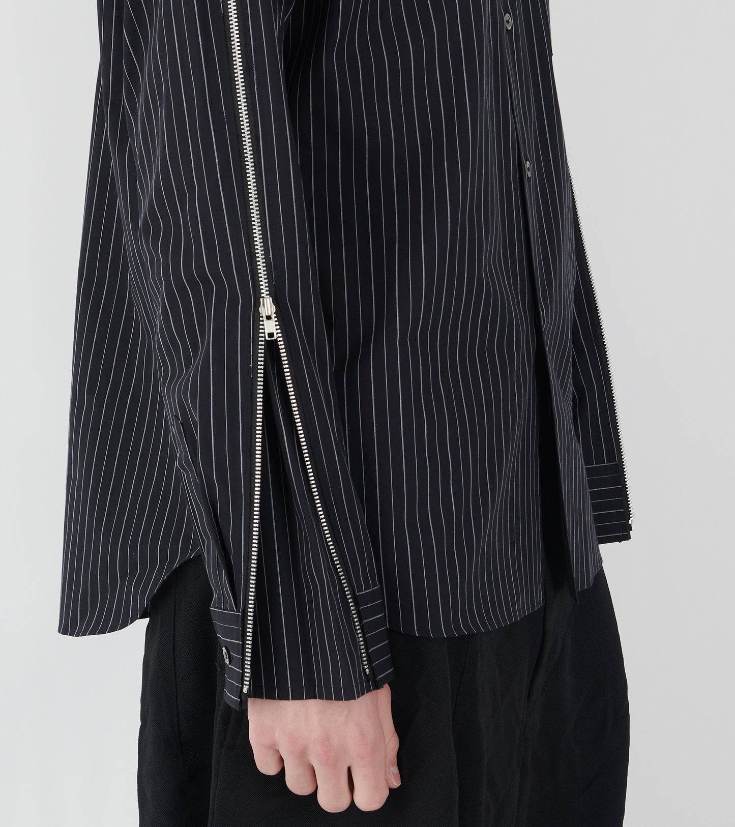 Striped Zip Shirt Black/White