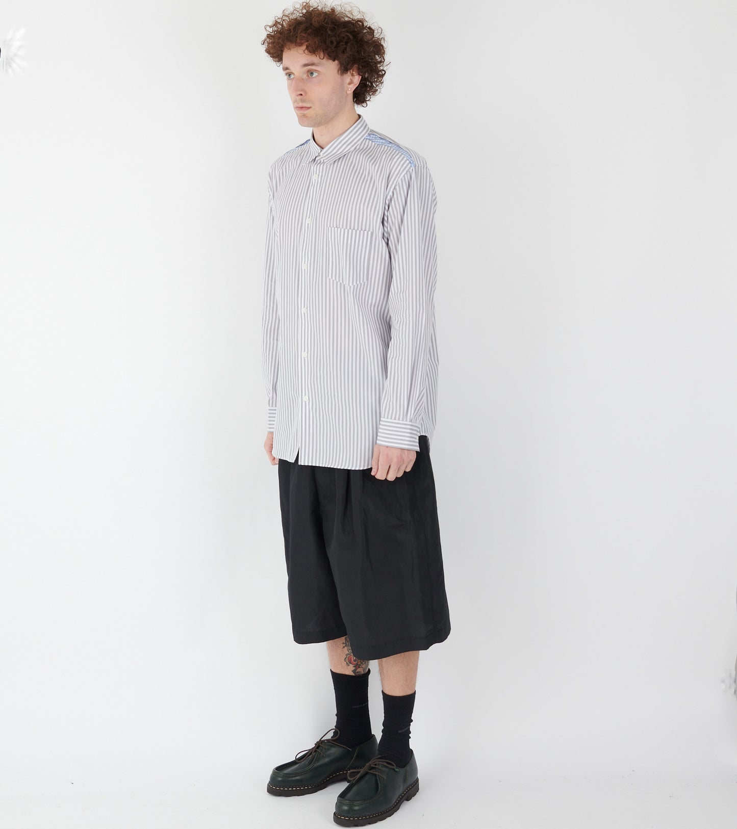 Check Detailed Striped Shirt Grey/White