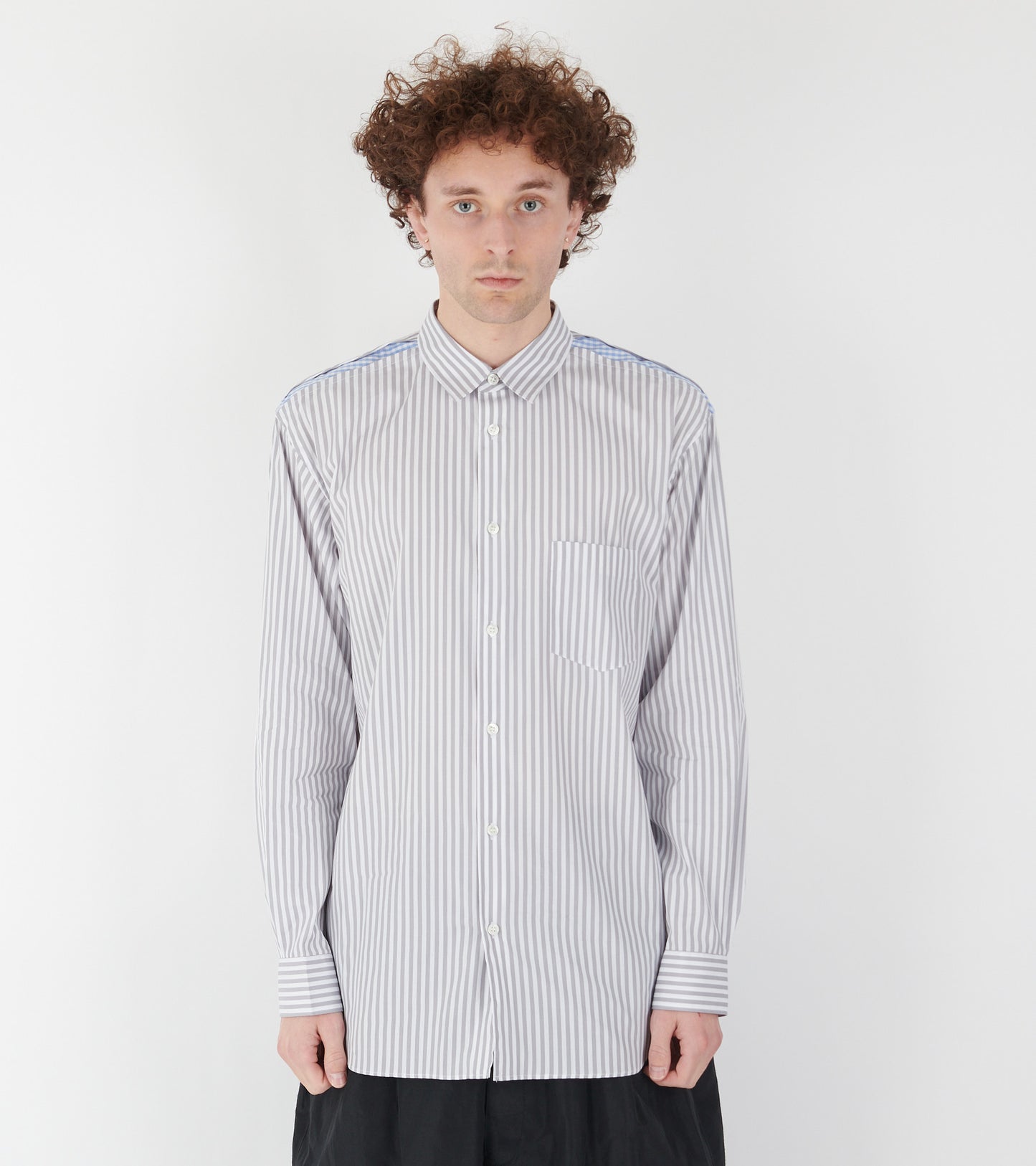 Check Detailed Striped Shirt Grey/White