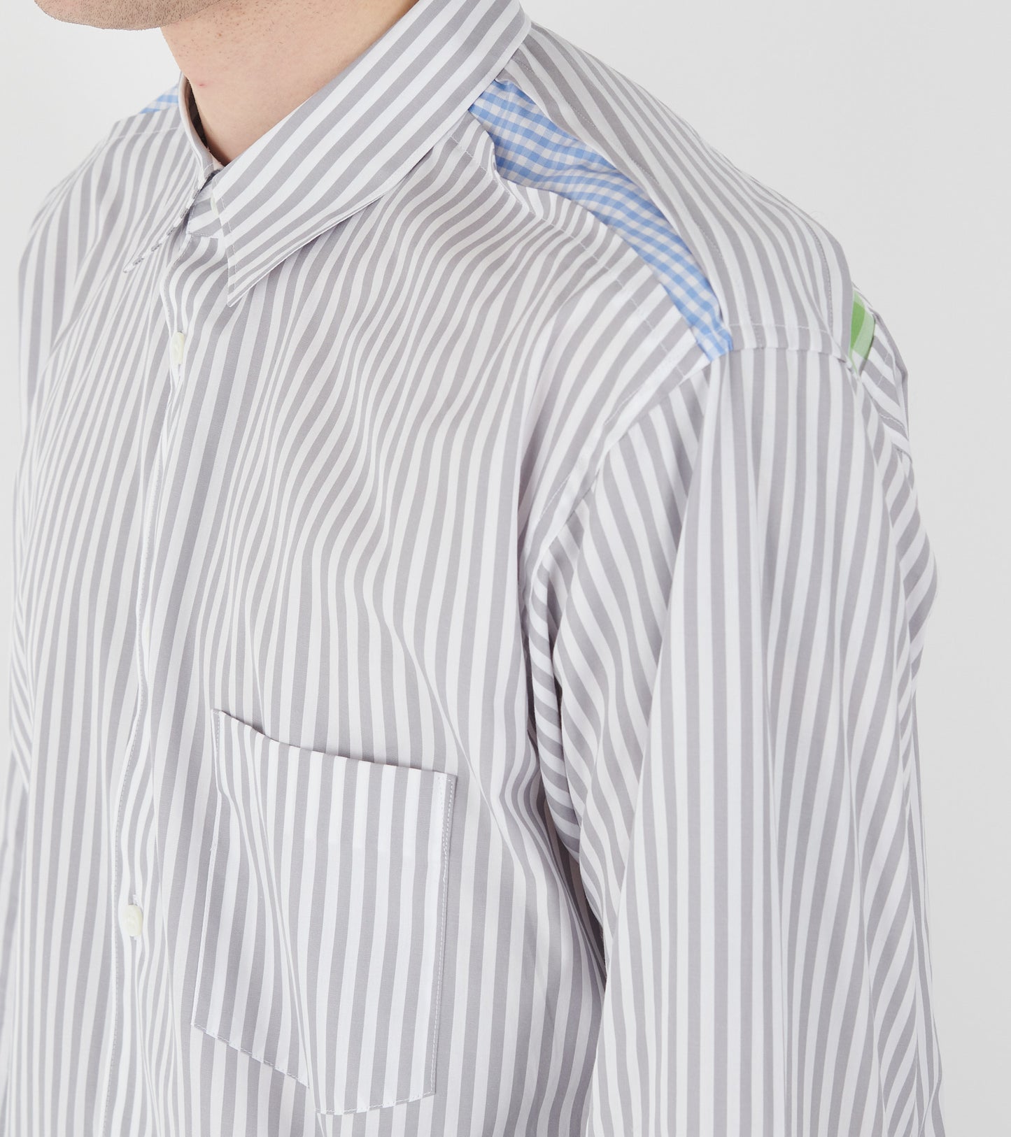 Check Detailed Striped Shirt Grey/White