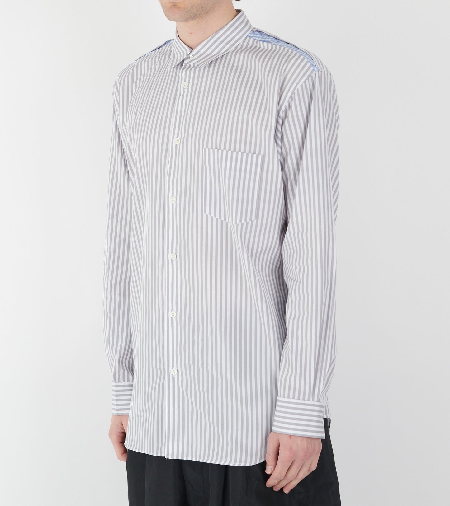 Check Detailed Striped Shirt Grey/White