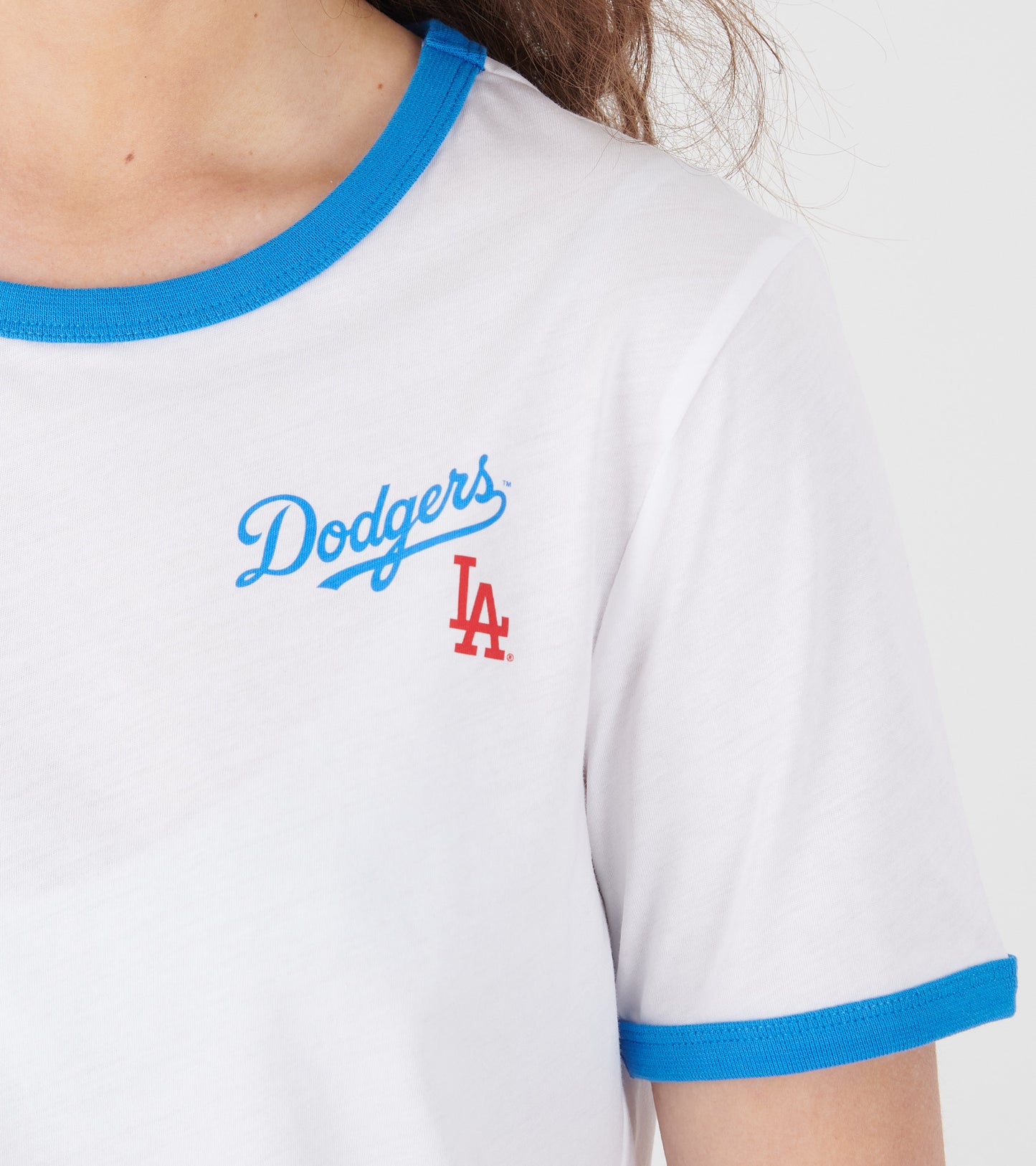 Dodgers Serif Ringer Tee White/Team Blue