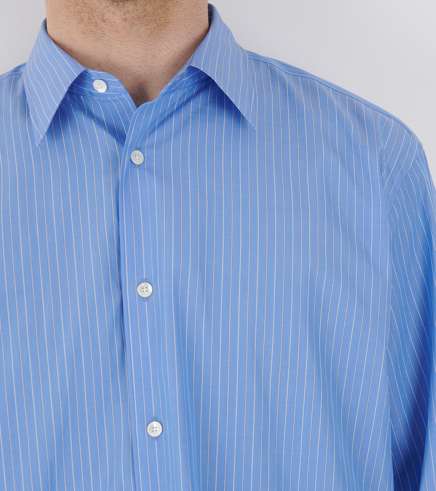 Suvin High Count Cloth Stripe Shirt Blue Stripe
