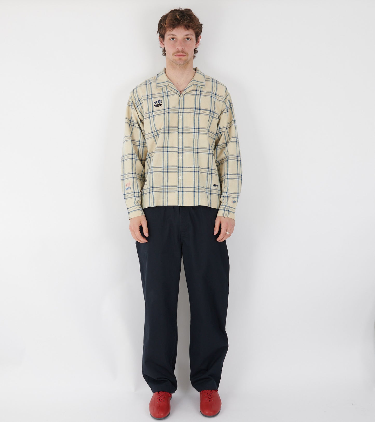 Greetings Shirt L/S French Gingham Interrupted
