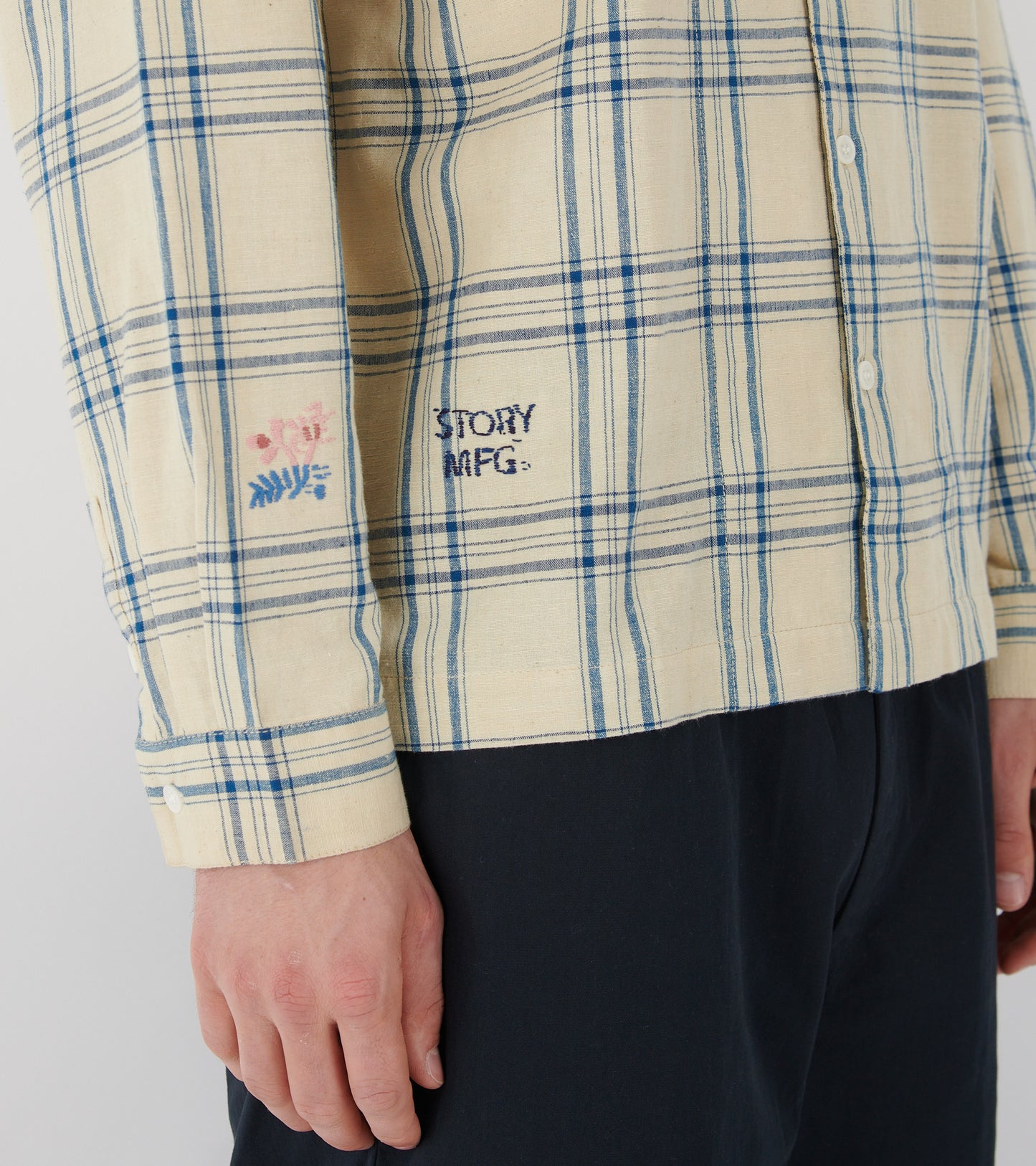 Greetings Shirt L/S French Gingham Interrupted