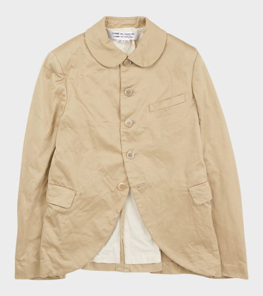 Crinkle Cotton Canvas Blazer Beige