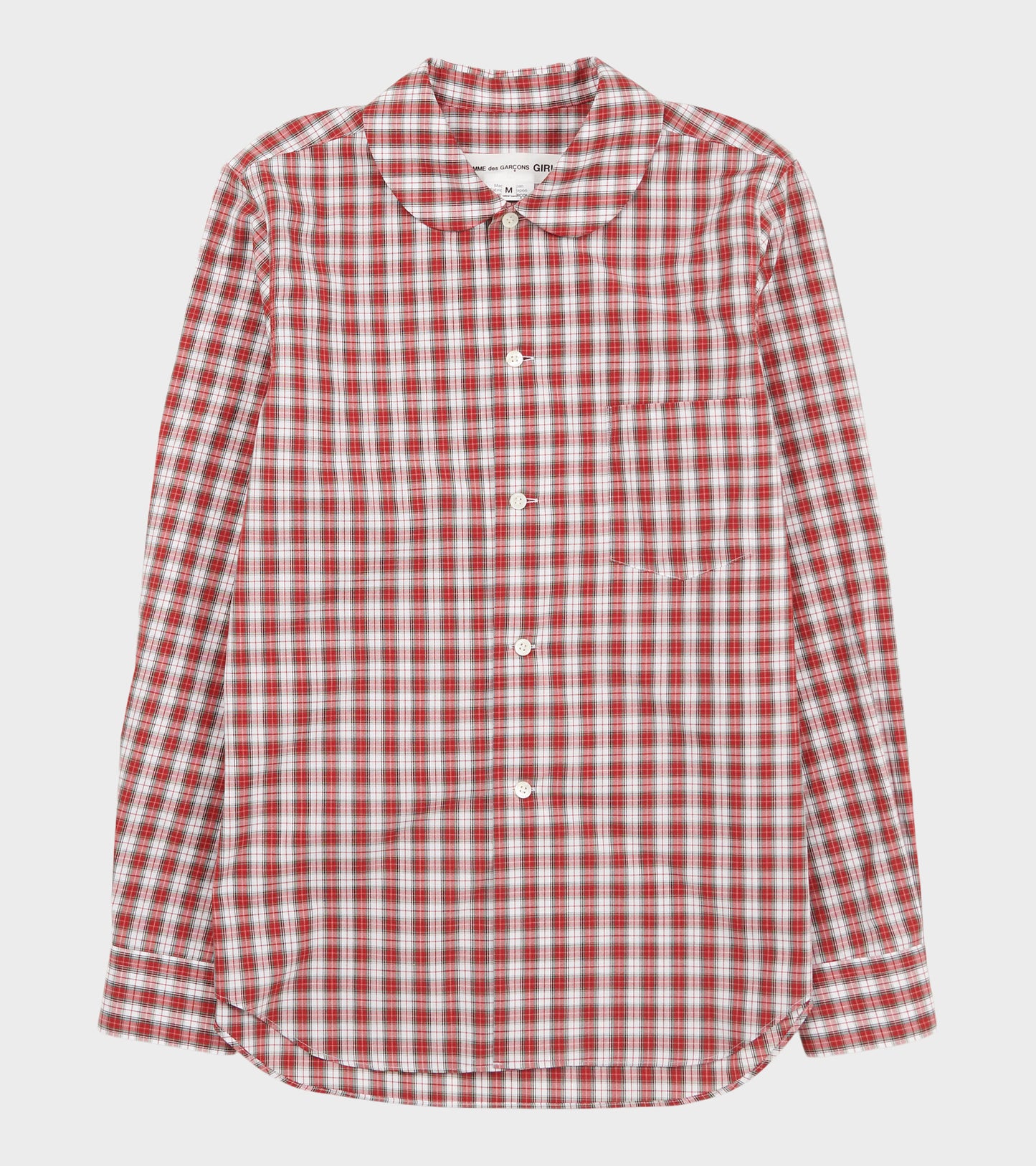 Checkered Round Collar Shirt Red/White
