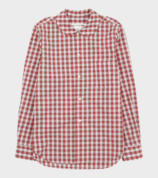 Checkered Round Collar Shirt Red/White