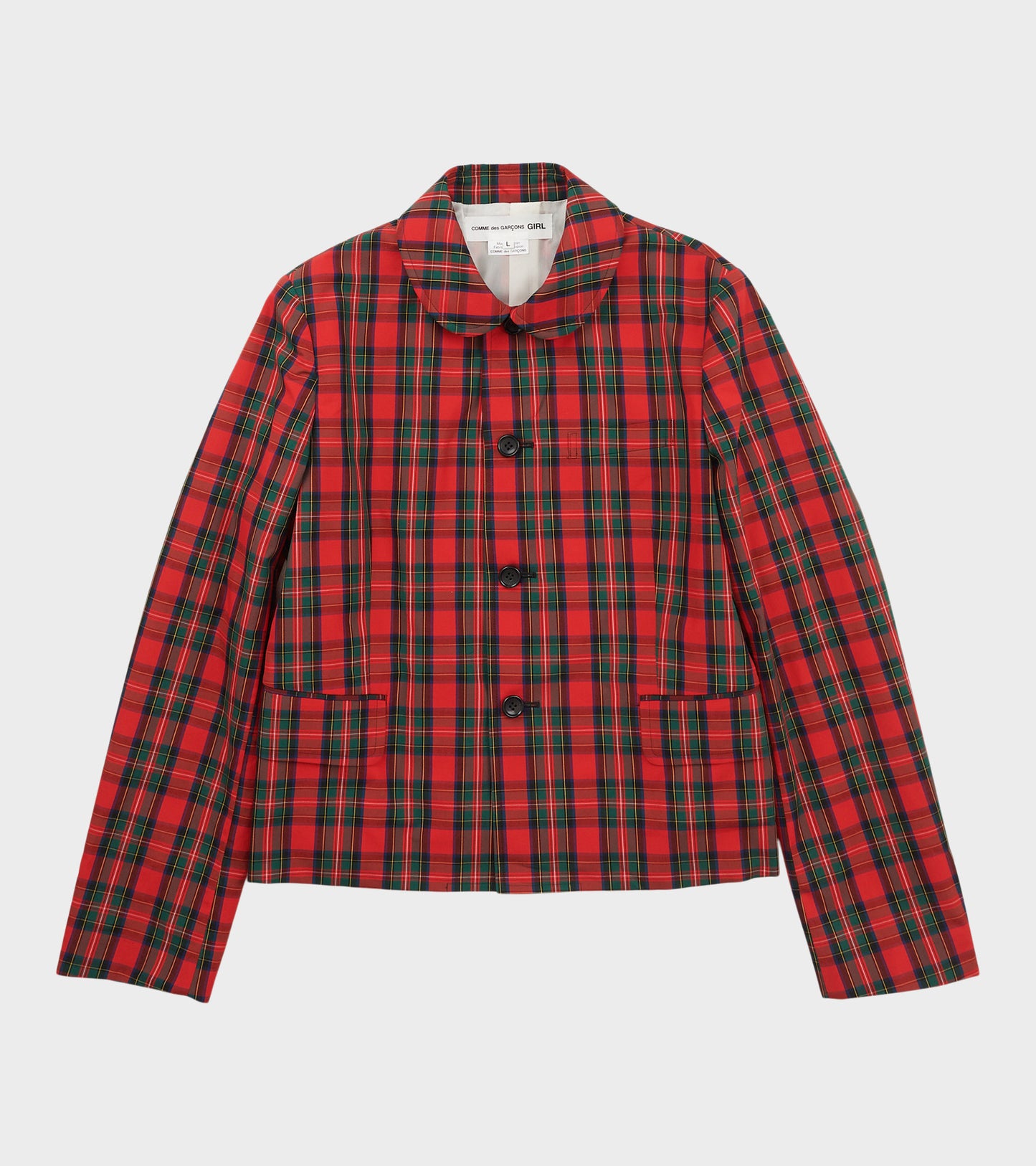 Checkered Round Collar Blazer Red/Green