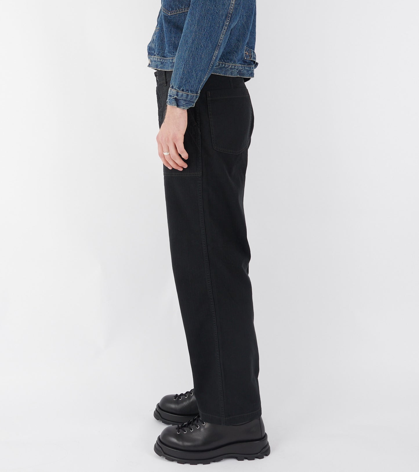 Striped Canvas Trousers Black