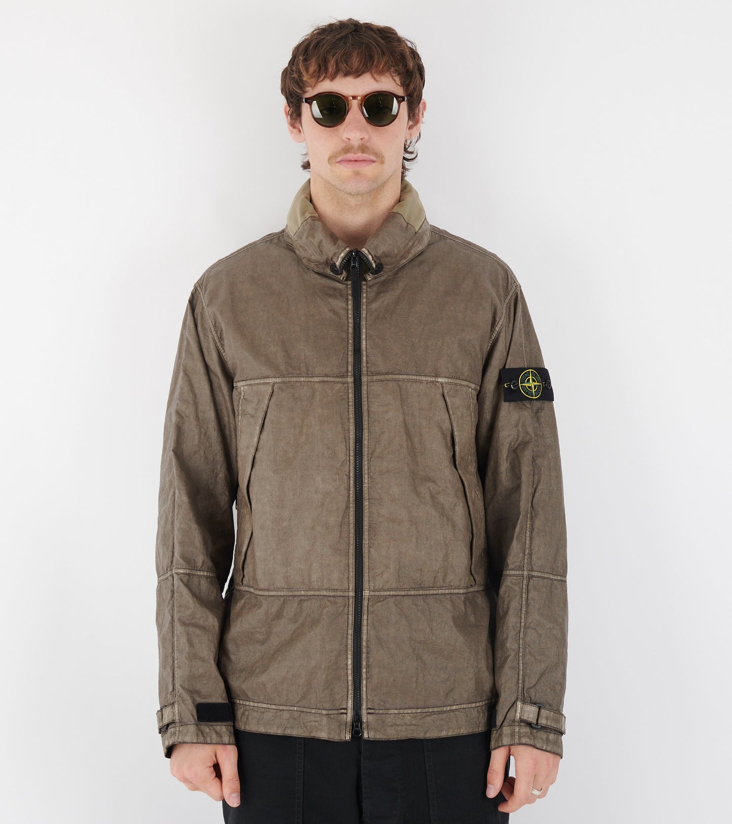 Raw Linen Plated-OVD Jacket Brown