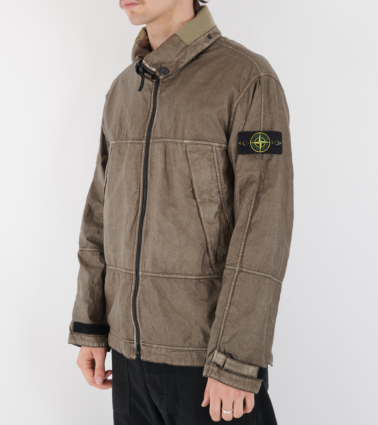 Raw Linen Plated-OVD Jacket Brown
