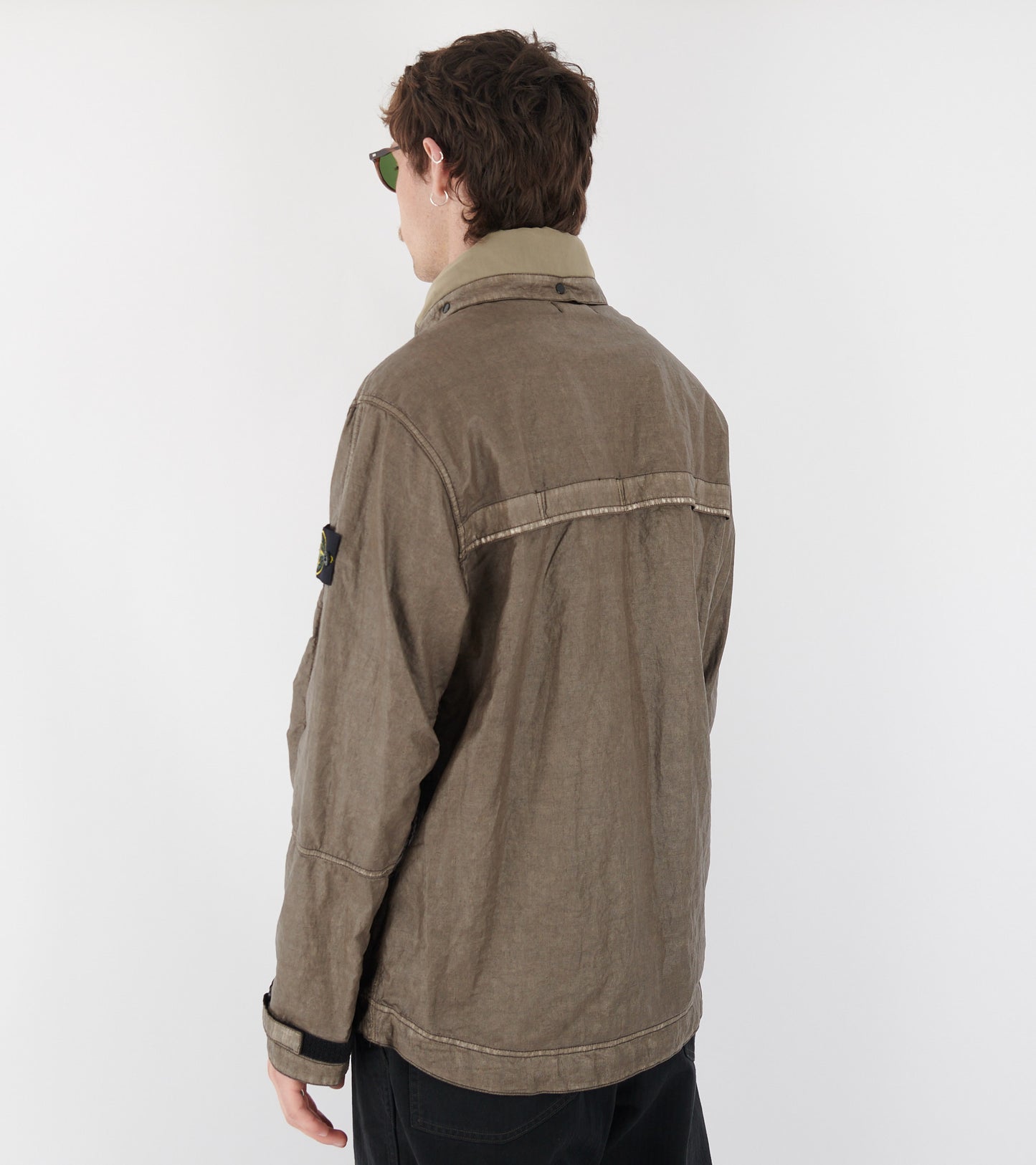 Raw Linen Plated-OVD Jacket Brown