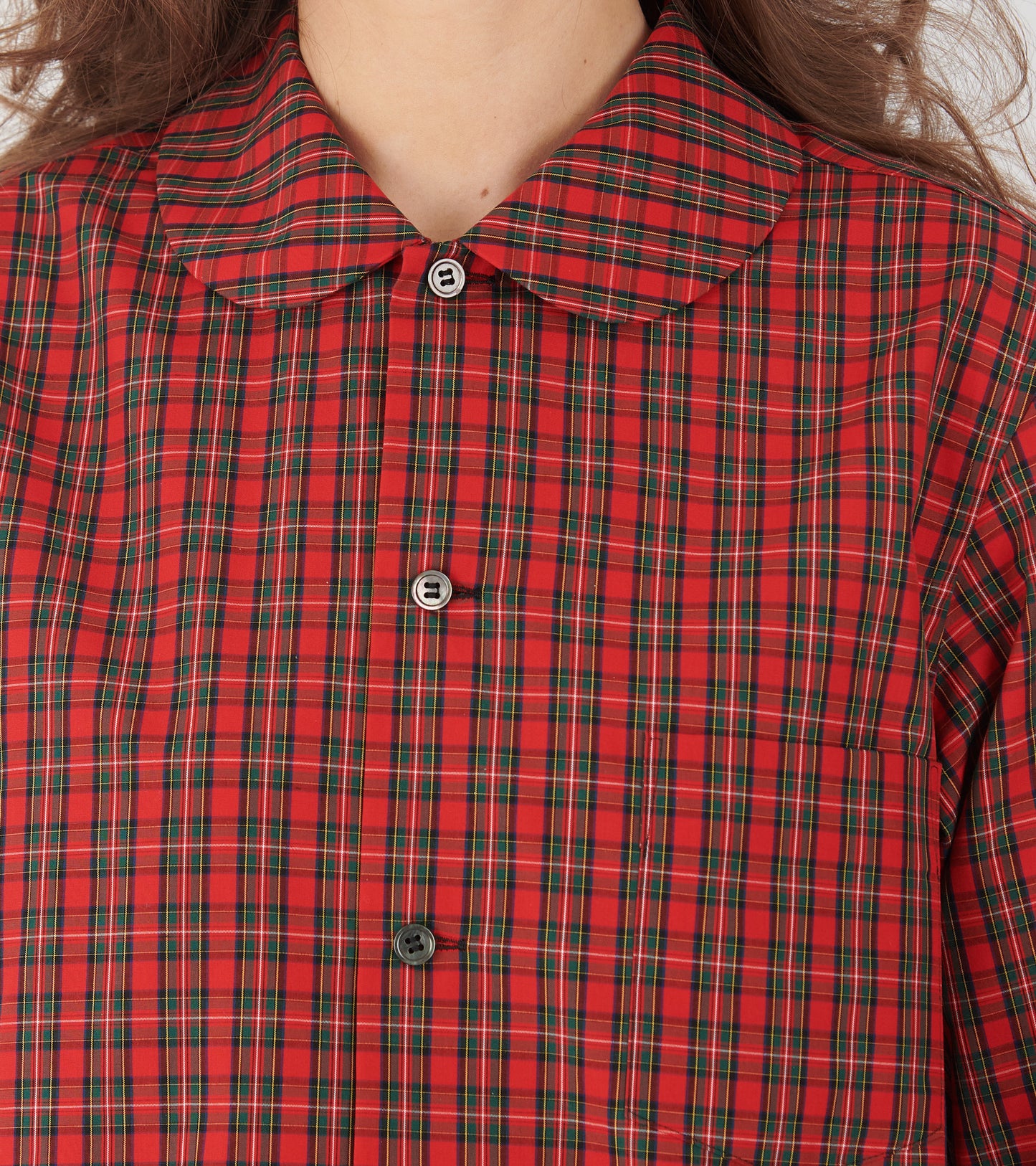 Checkered Round Collar Shirt Red/Green