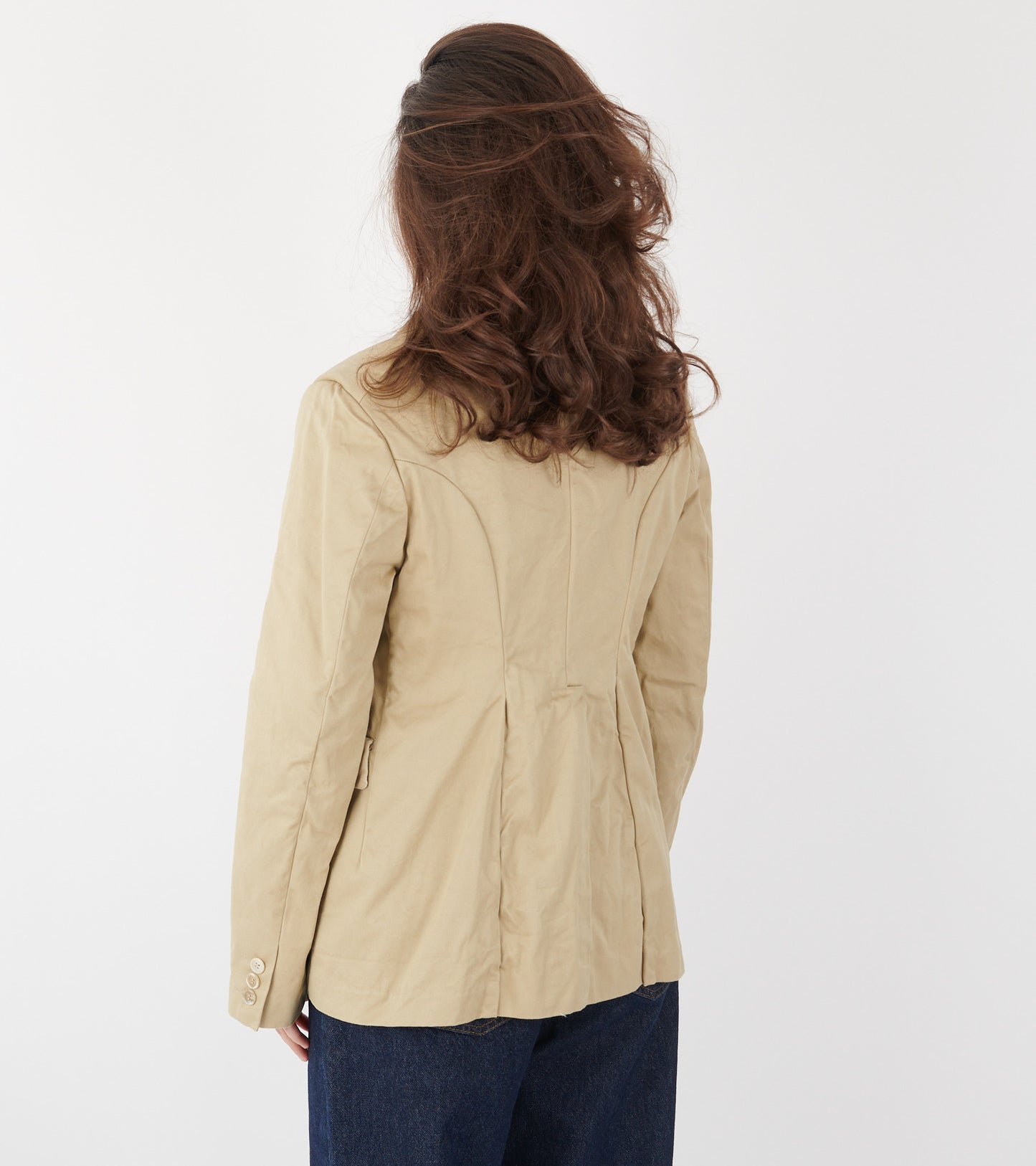 Crinkle Cotton Canvas Blazer Beige