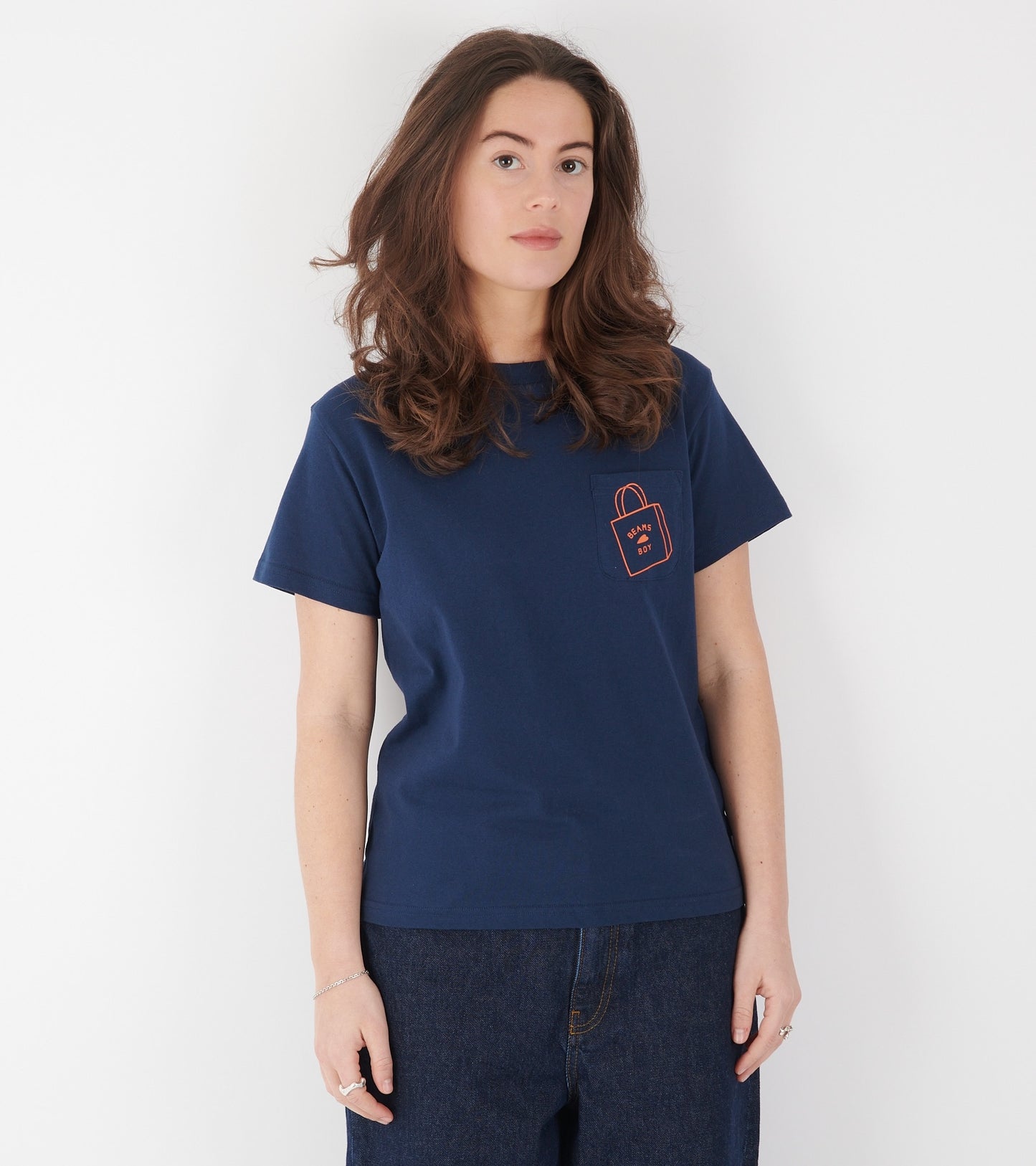 Logo Pocket T-shirt Navy/Orange