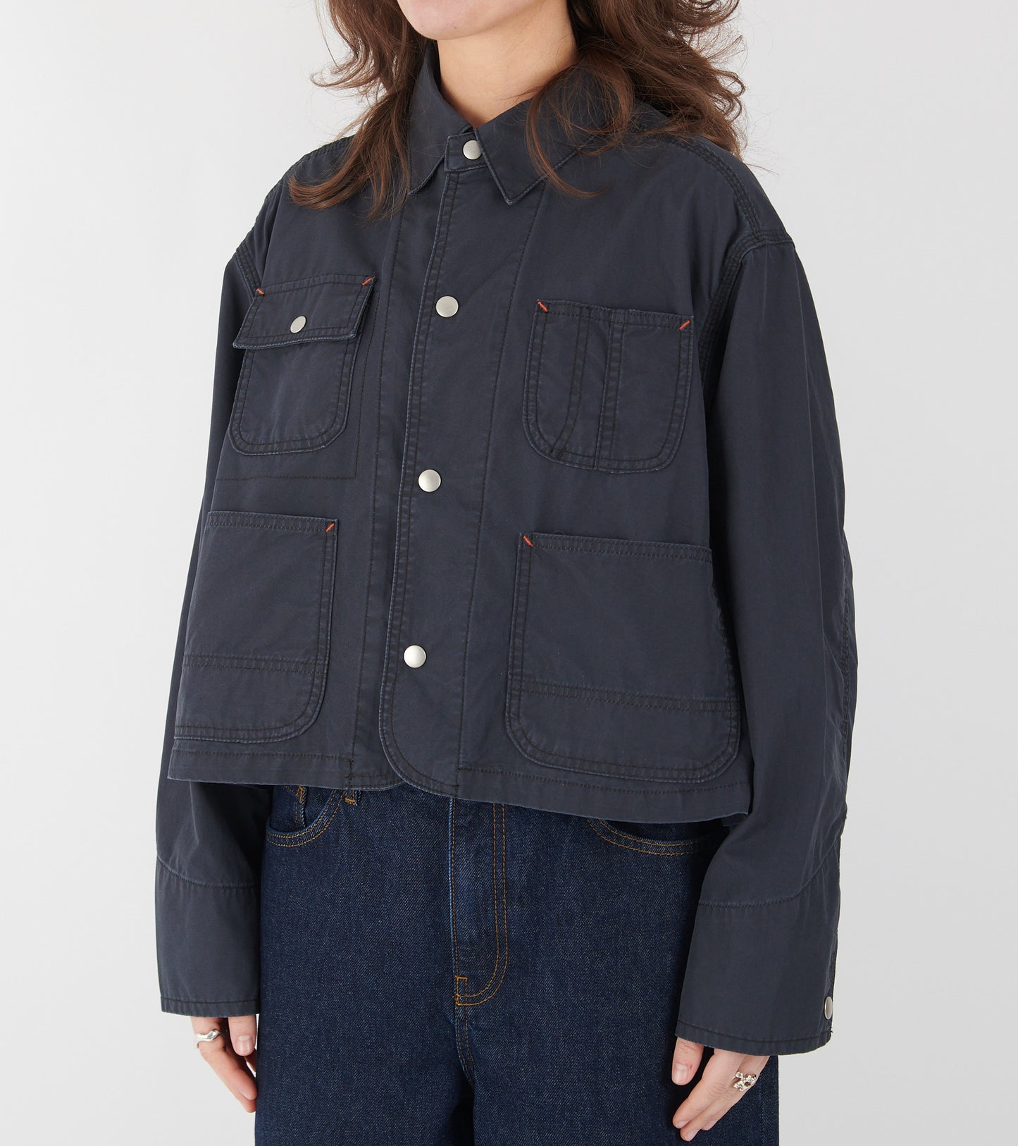 Short Cotton Canvas Jacket Washed Black