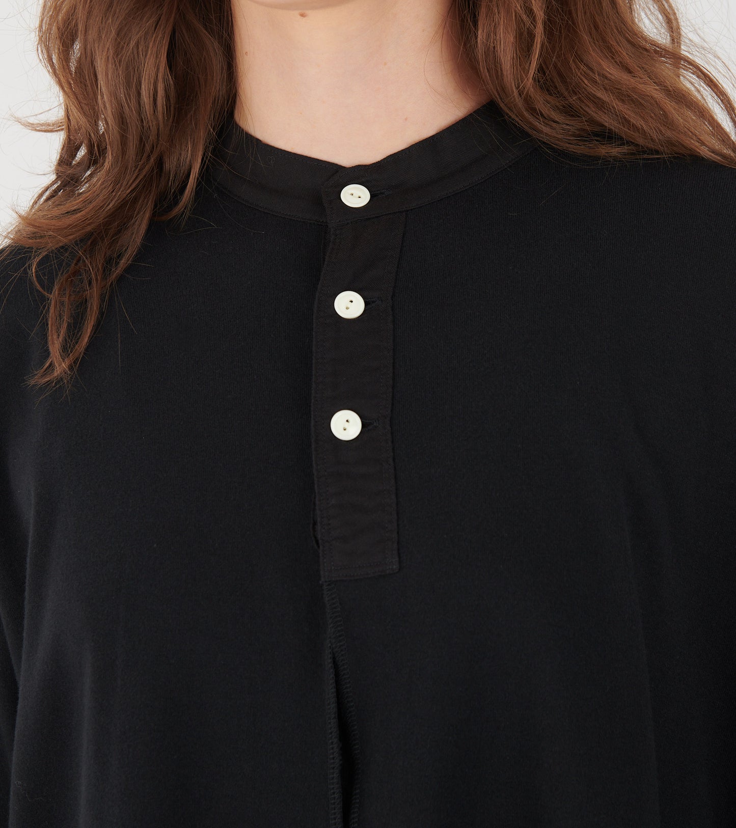 Round Collar Button Blouse Black
