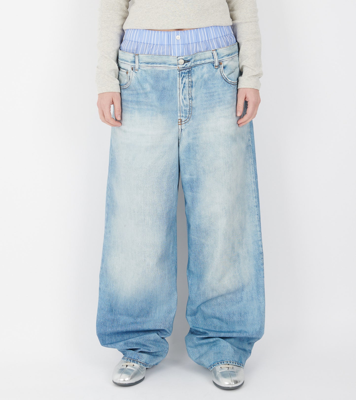Printed Trousers Light Blue