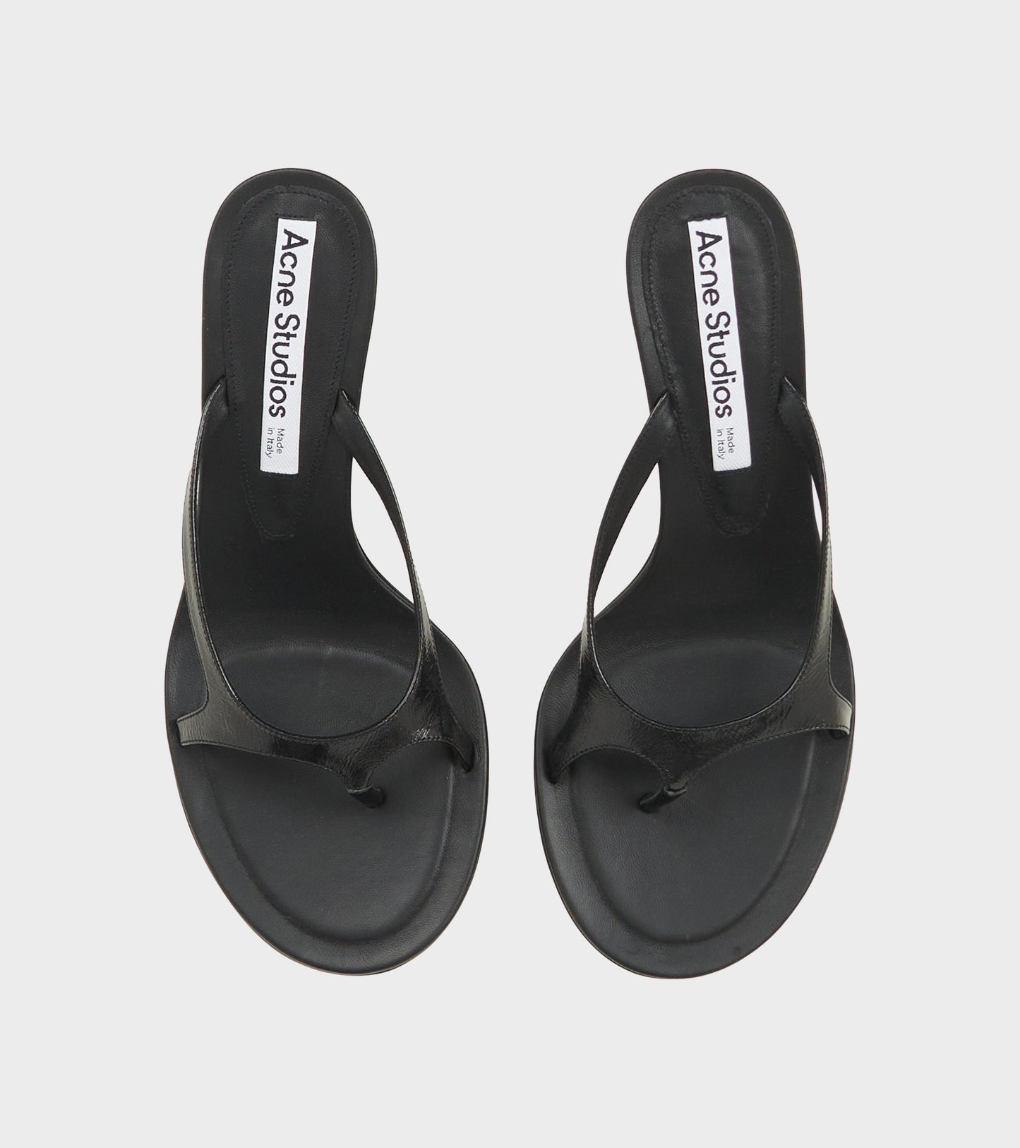 Leather Flip Flop Heels Black