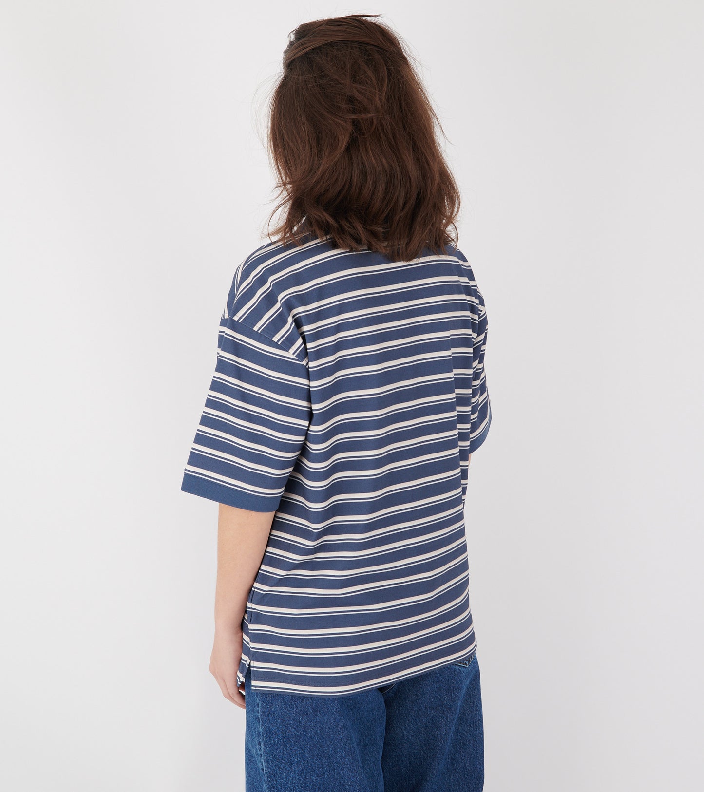Luna Unisex Polo T-shirt Navy Stripe