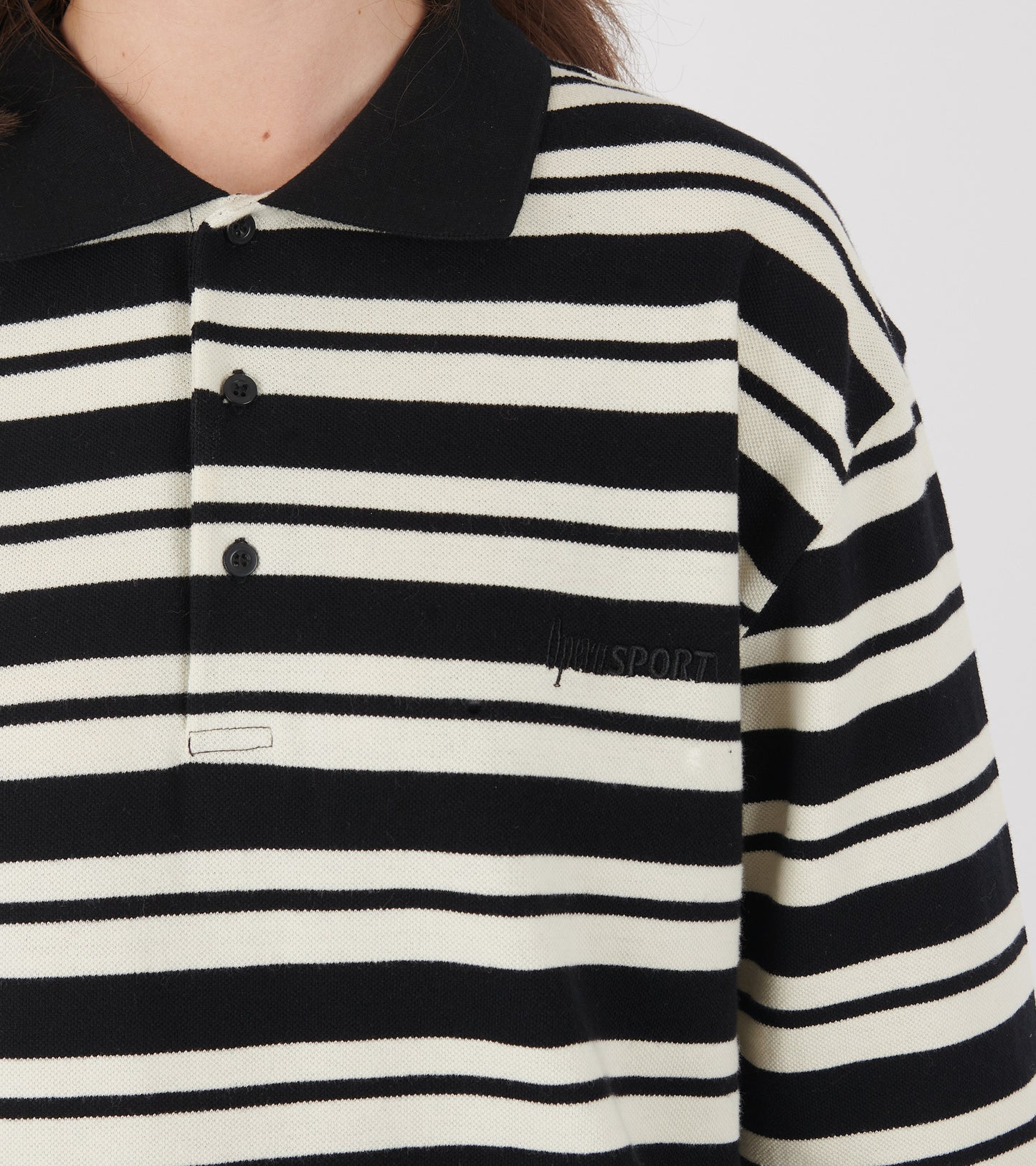 Roland Unisex Polo Black White Stripe