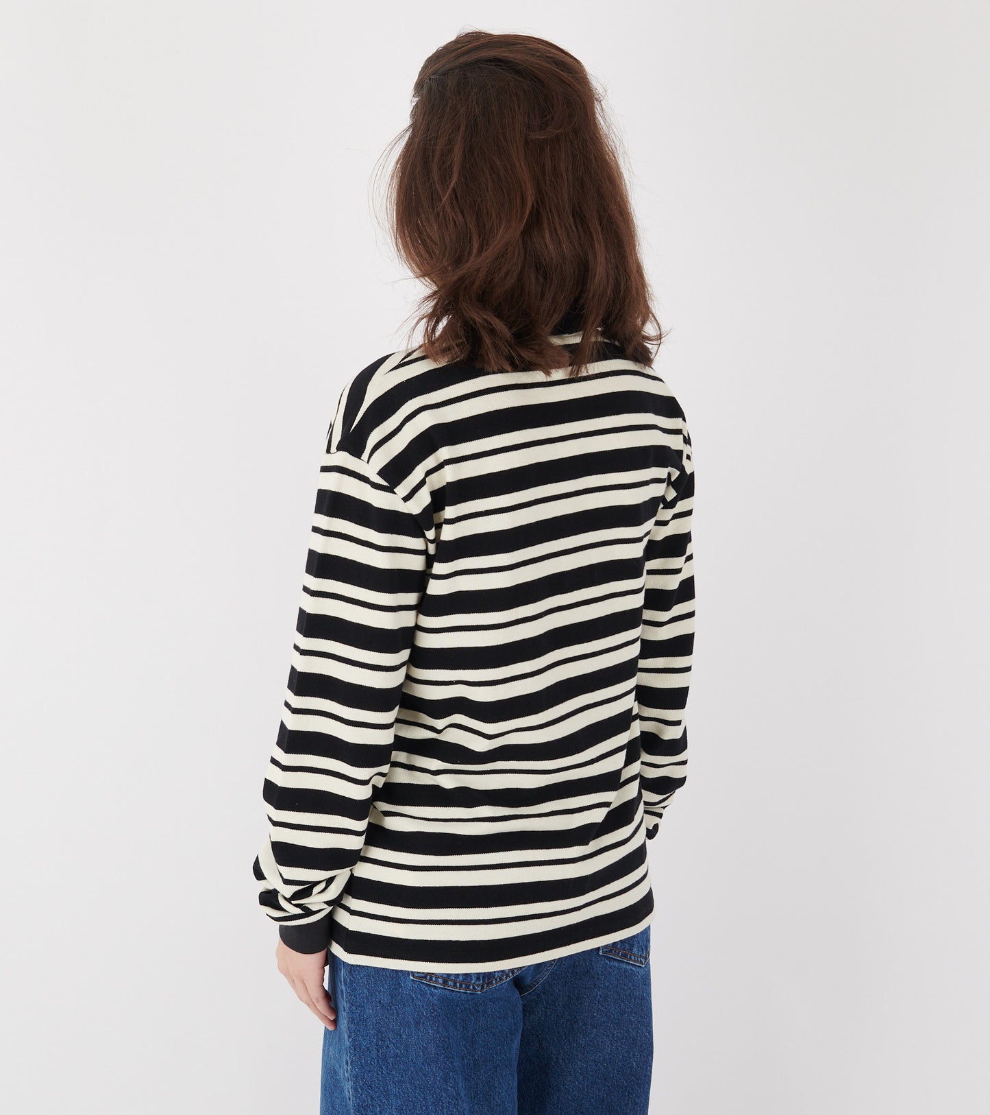 Roland Unisex Polo Black White Stripe
