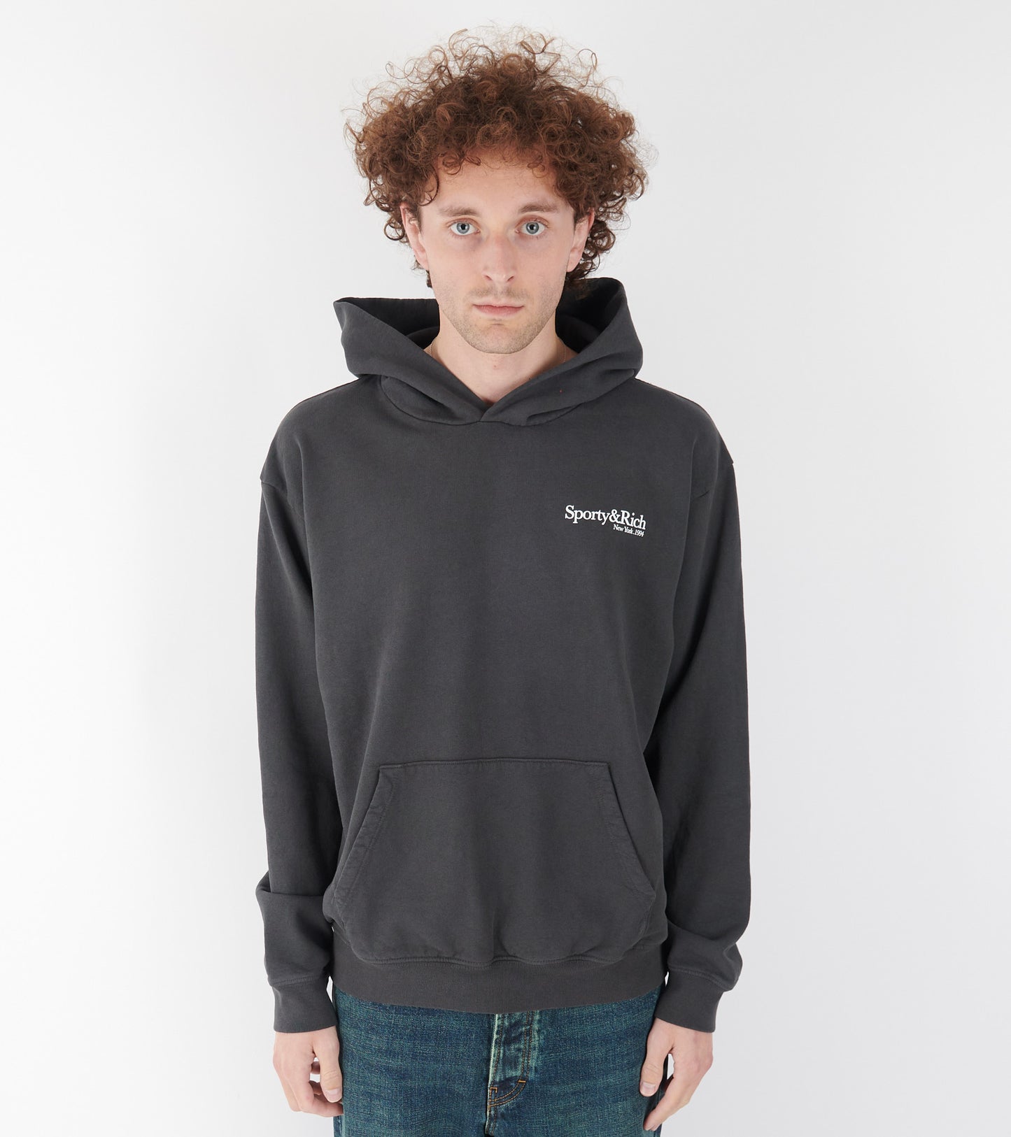 Serif Logo Hoodie Faded Black/White