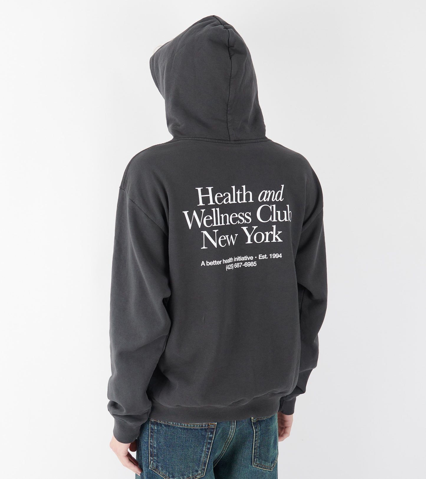 Serif Logo Hoodie Faded Black/White