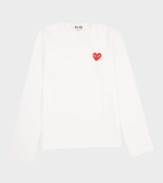 U Red Heart LS T-Shirt White