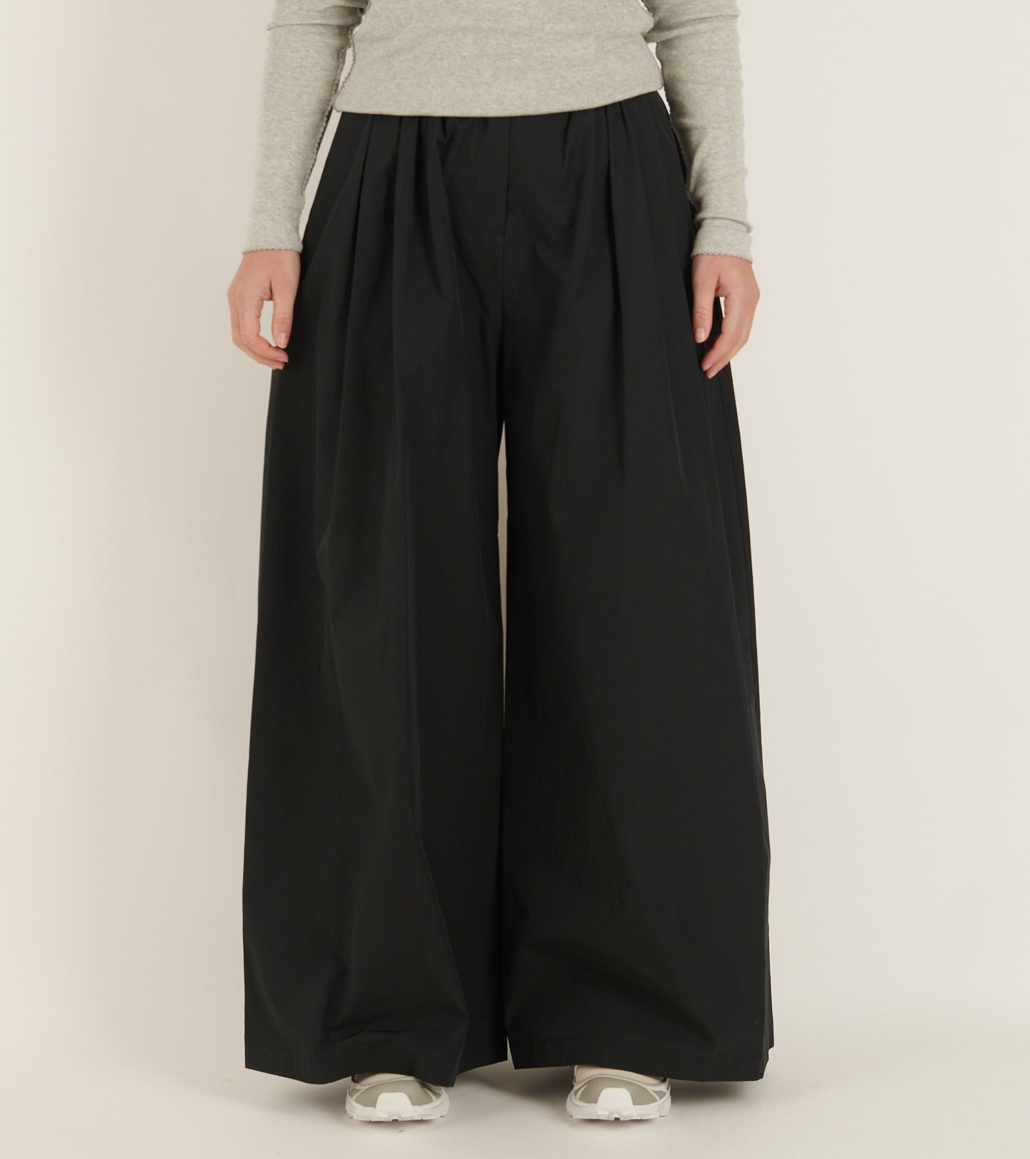 Shirring Banding Pants Black