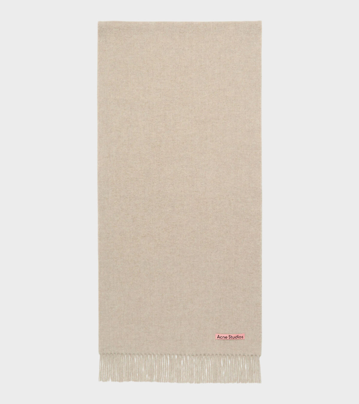 Fringe Wool Scarf Narrow Oatmeal Melange