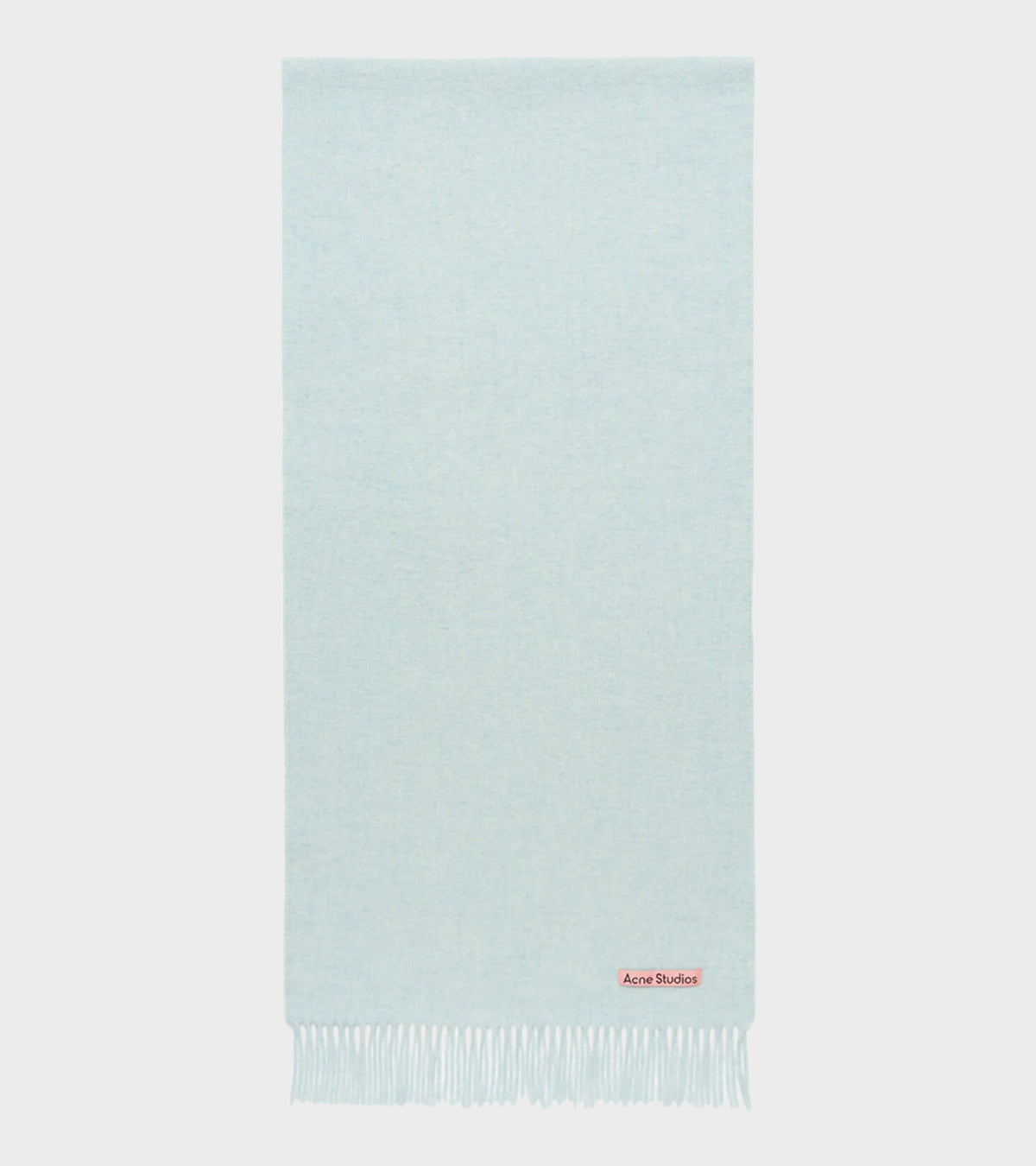 Fringe Wool Scarf Narrow Ice Blue Melange