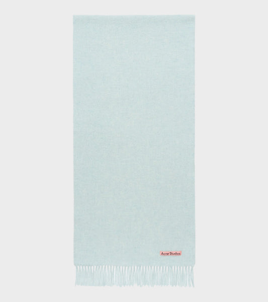 Fringe Wool Scarf Narrow Ice Blue Melange