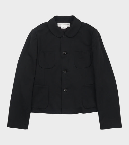 Round Collar Blazer Black