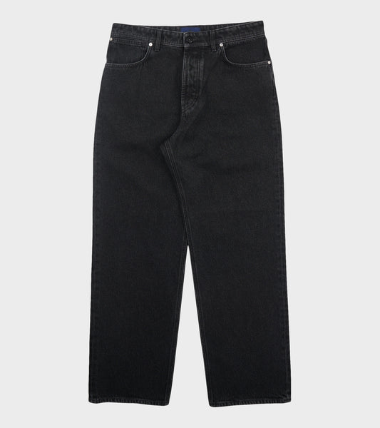 Loose Jeans Black Denim Medium Grainy Wash