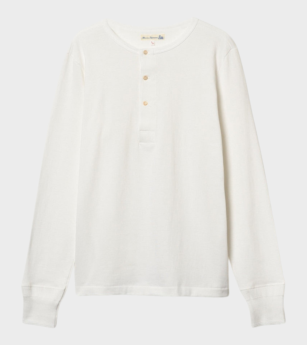 2M06 Men's Loopwheeled Henley Shirt White