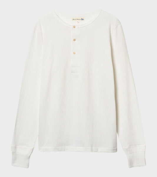 2M06 Men's Loopwheeled Henley Shirt White