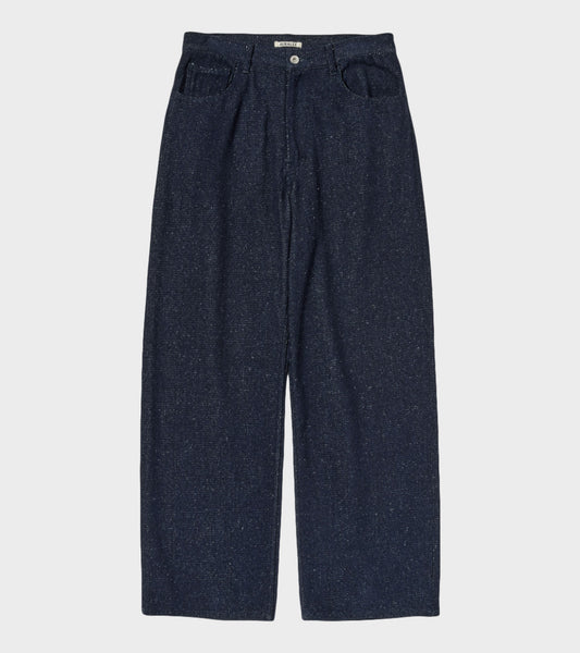 Silk Nep Denim 5P Wide Pants Dark Blue