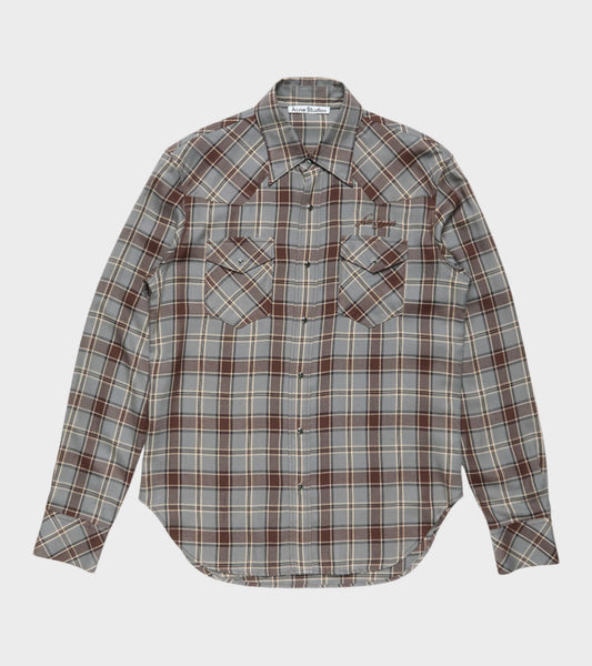 Flannel Check Button-up Shirt Multi Grey