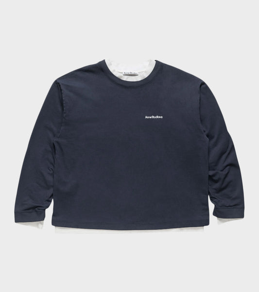 Layered Sweatshirt With Logo Navy/White