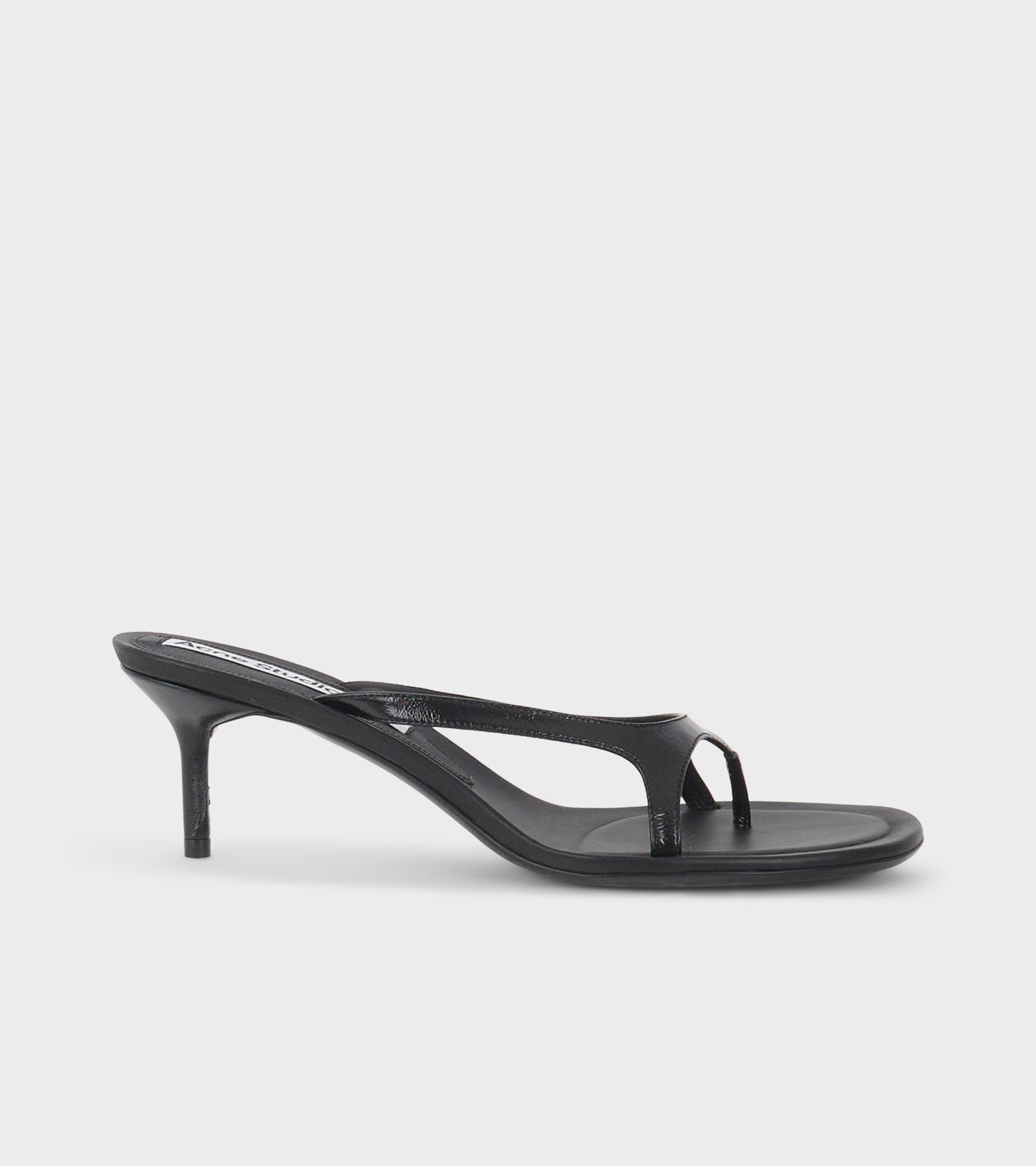 Leather Flip Flop Heels Black