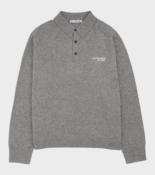 Wool Knit Polo Dark Grey