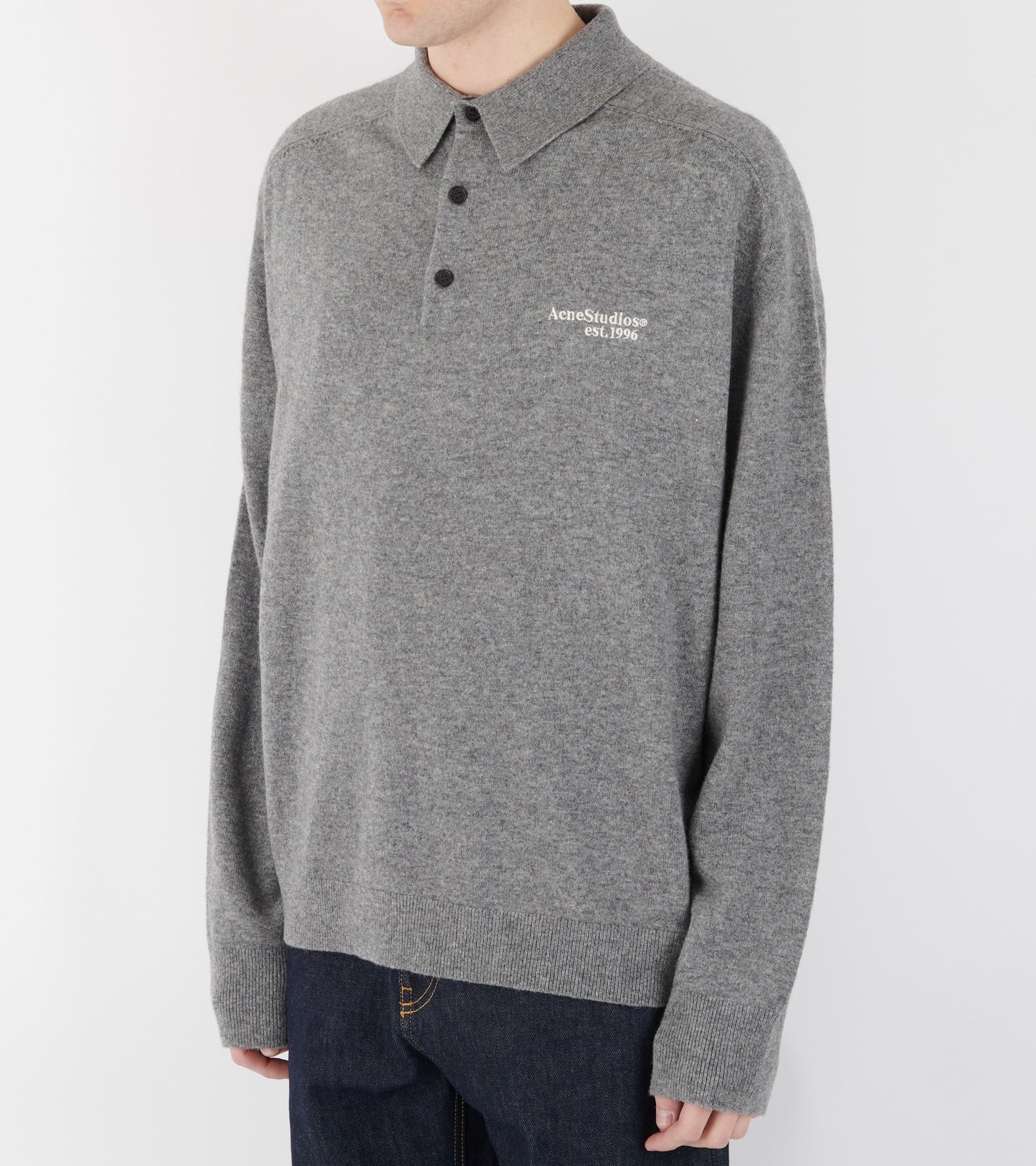 Wool Knit Polo Dark Grey