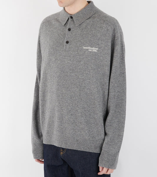 Wool Knit Polo Dark Grey