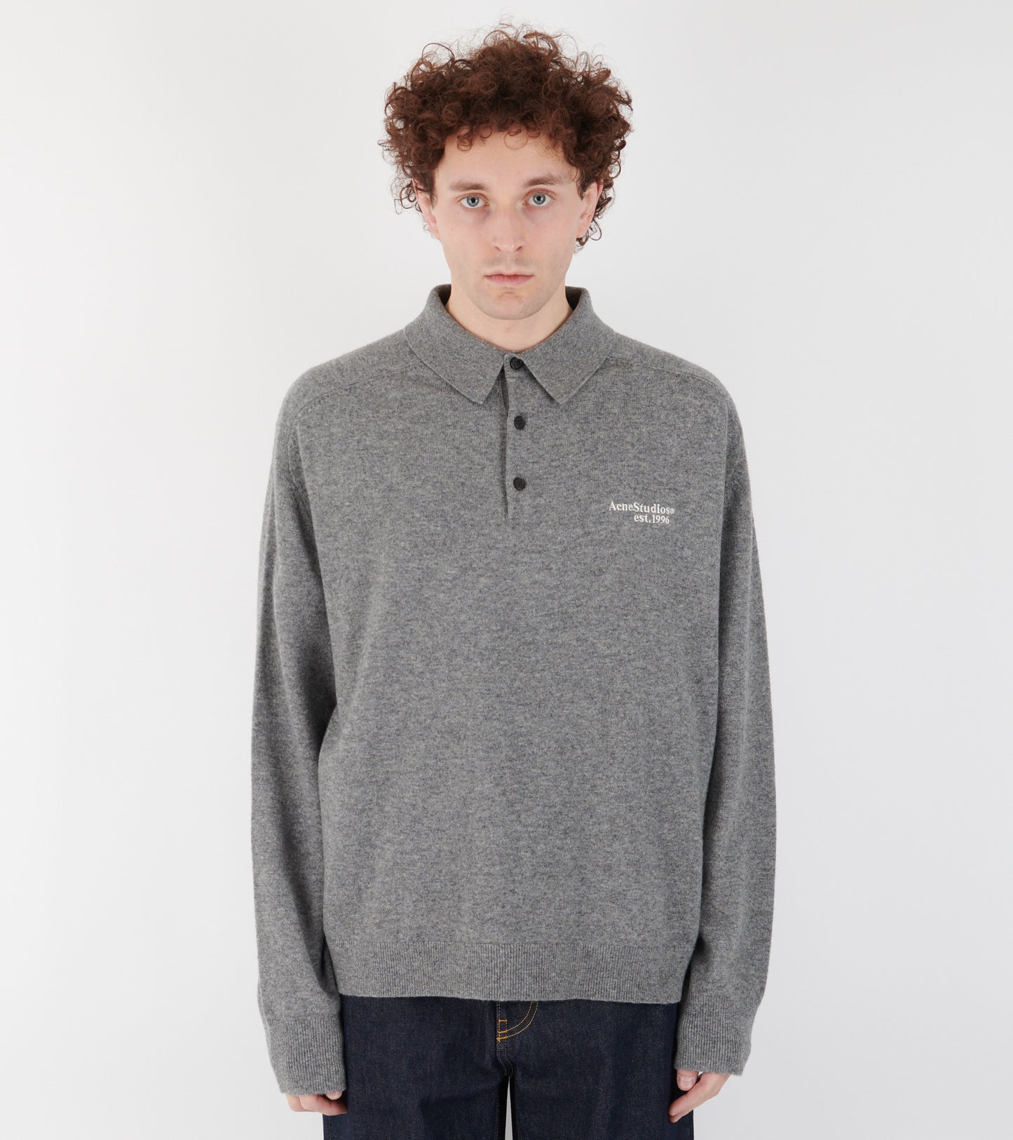 Wool Knit Polo Dark Grey