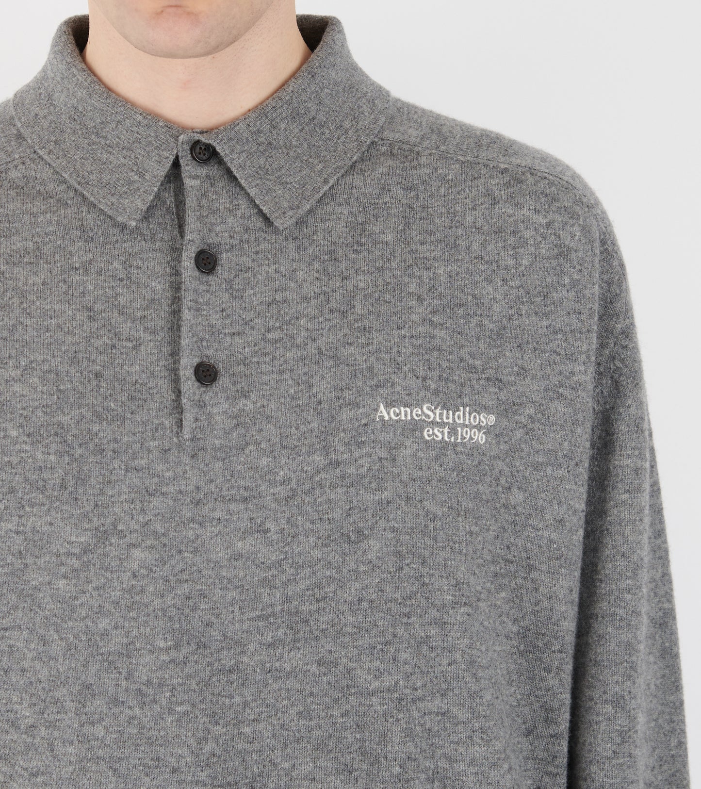 Wool Knit Polo Dark Grey