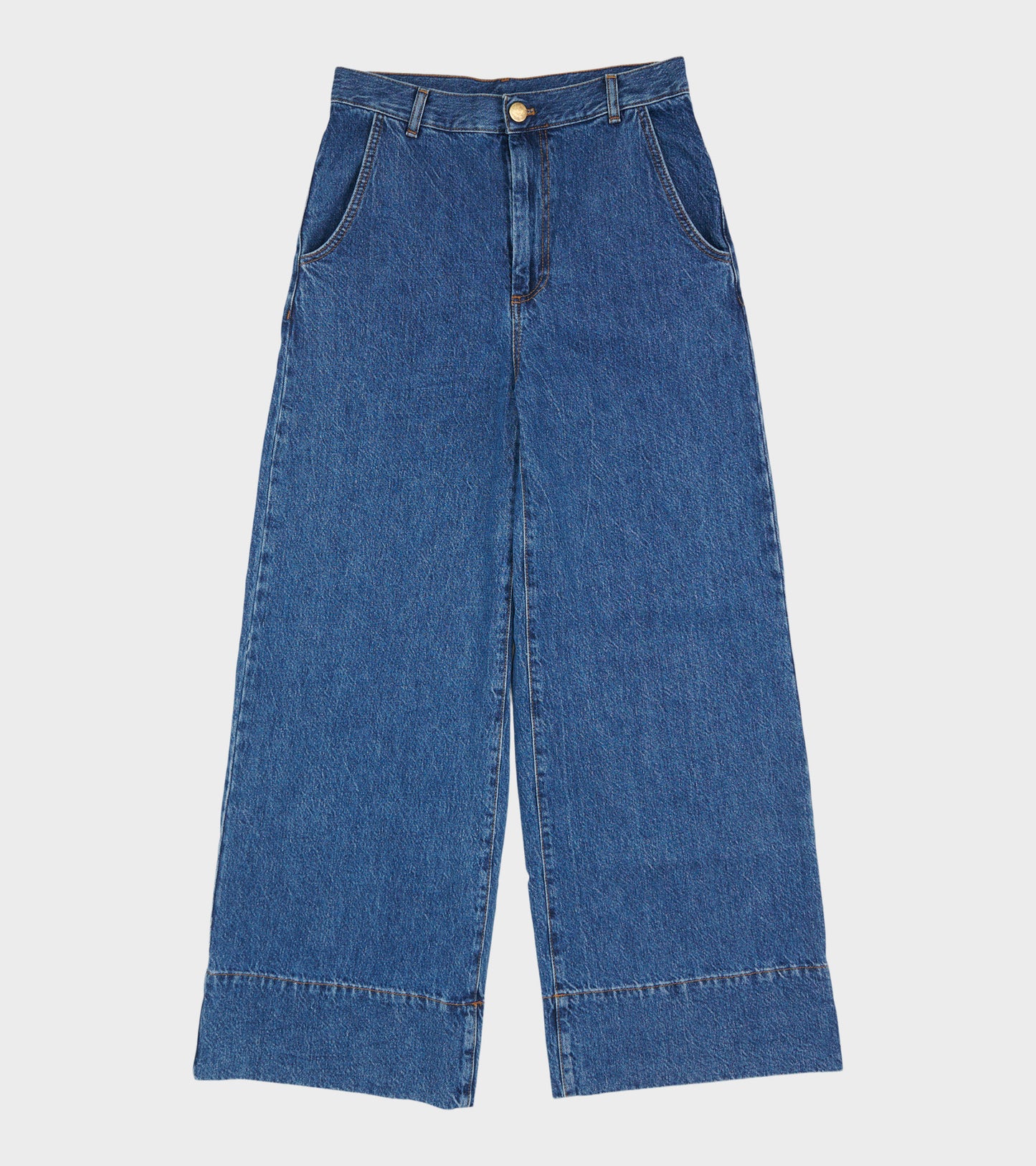 Hemp/Cotton Wide Leg Jeans Blue