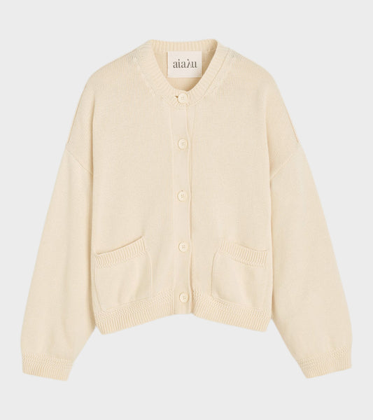 Cobe Cotton Cardigan Pure Ecru